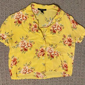 Forever 21 Crop Top Floral Colorful Short Sleeve Small Vintage
